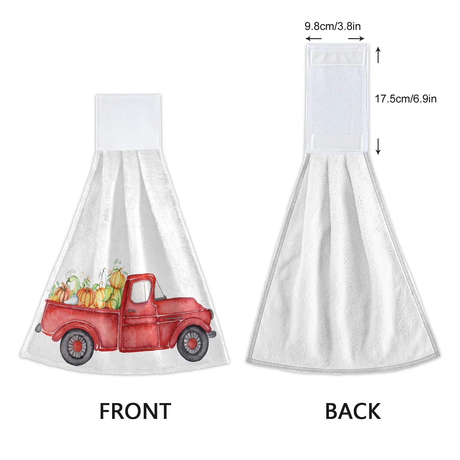Autumn Truck Pumpkins Hanging Kitchen Towel Set of 2 - Red Harvest Dish Cloths, Hand Towels & Tea Towels | Absorbent Fast-Drying for Kitchen, Bathroom, Laundry Room Decor | Fall Farmhouse Decor, Thanksgiving Table Setting, Seasonal Home Accents