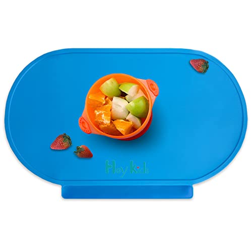 Non-Slip Silicone Baby Placemats for Toddlers - Reusable Food Catcher Dining Mats for Kids - BPA-Free, Easy Clean Table Mats for High Chairs & Family Meals (Light Blue) - Perfect for Home, Restaurants & Daycare Centers
