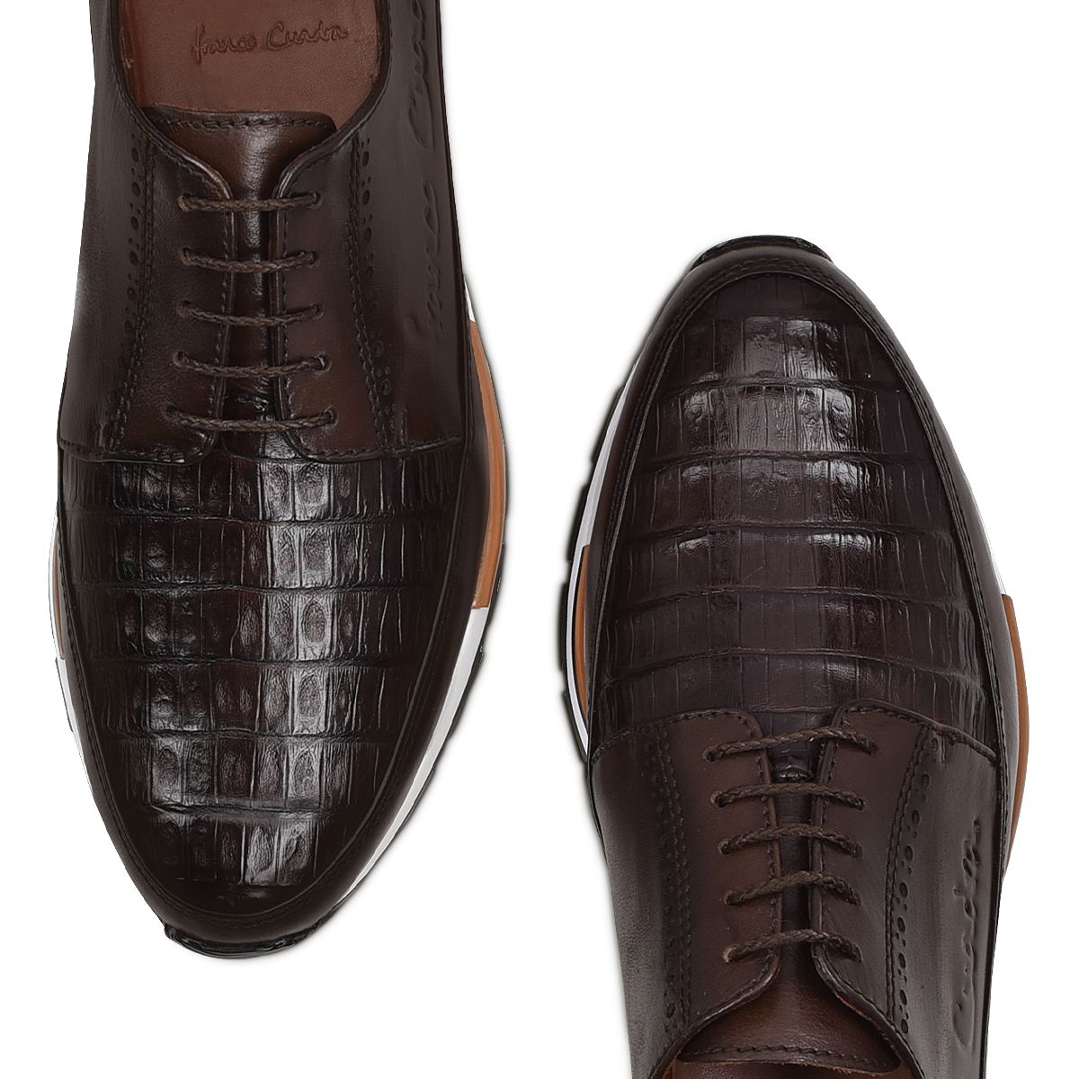 Men's Cuadra Chocolate Casual Fashion Caiman Derby Sneakers - Stylish & Comfortable for Everyday Wear, Work & Outdoor Activities