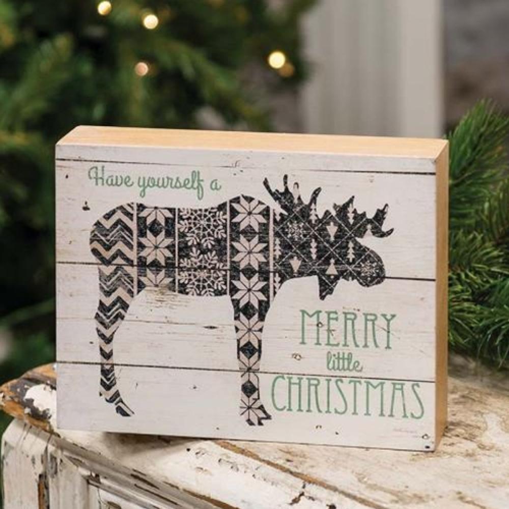 Christmas Moose Box Sign - Nordic Style Holiday Decor for Home, Office & Gifts - Perfect for Christmas Tree, Mantel & Festive Decorations