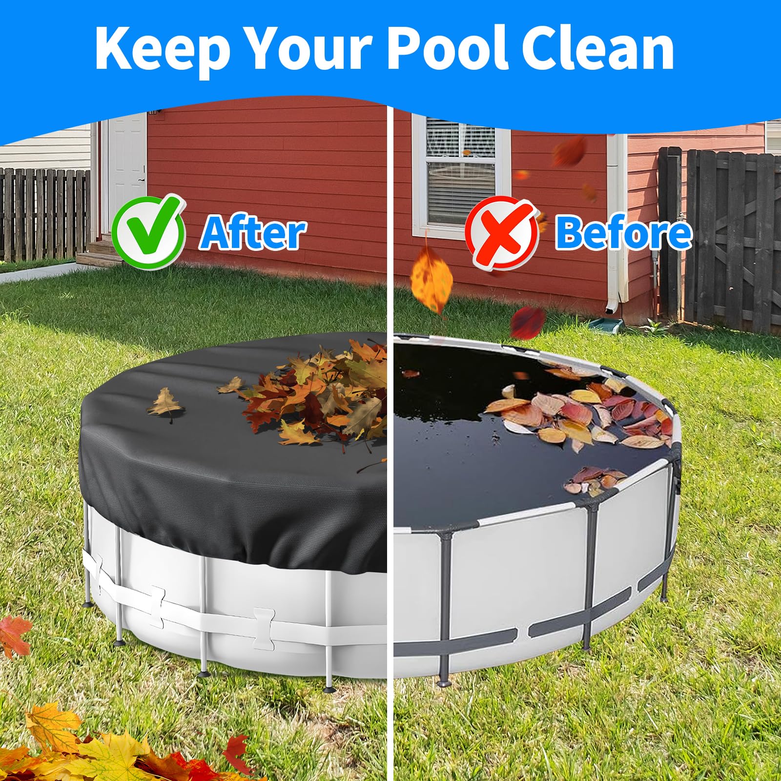 21 Ft Round Solar Pool Cover for Above Ground Pools - Heavy Duty Winter Pool Protector with PE Tarp - Waterproof & Dustproof Black Cover - Perfect for Winter Protection & Summer Heat Retention