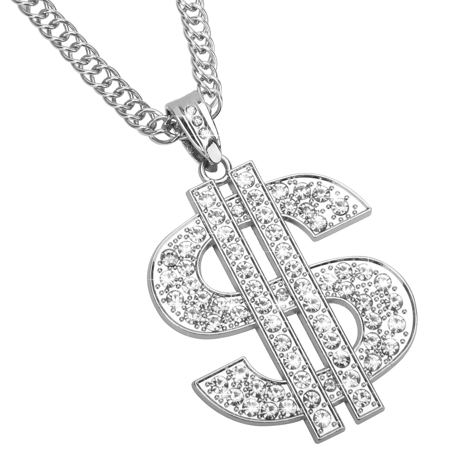 AHIER 18K Gold Plated Dollar Sign Hip Hop Chain Necklace for Men - 30 Inch Rotatable Lion Head Pendant | Perfect for Streetwear, Rap Performances & Urban Fashion Accessories