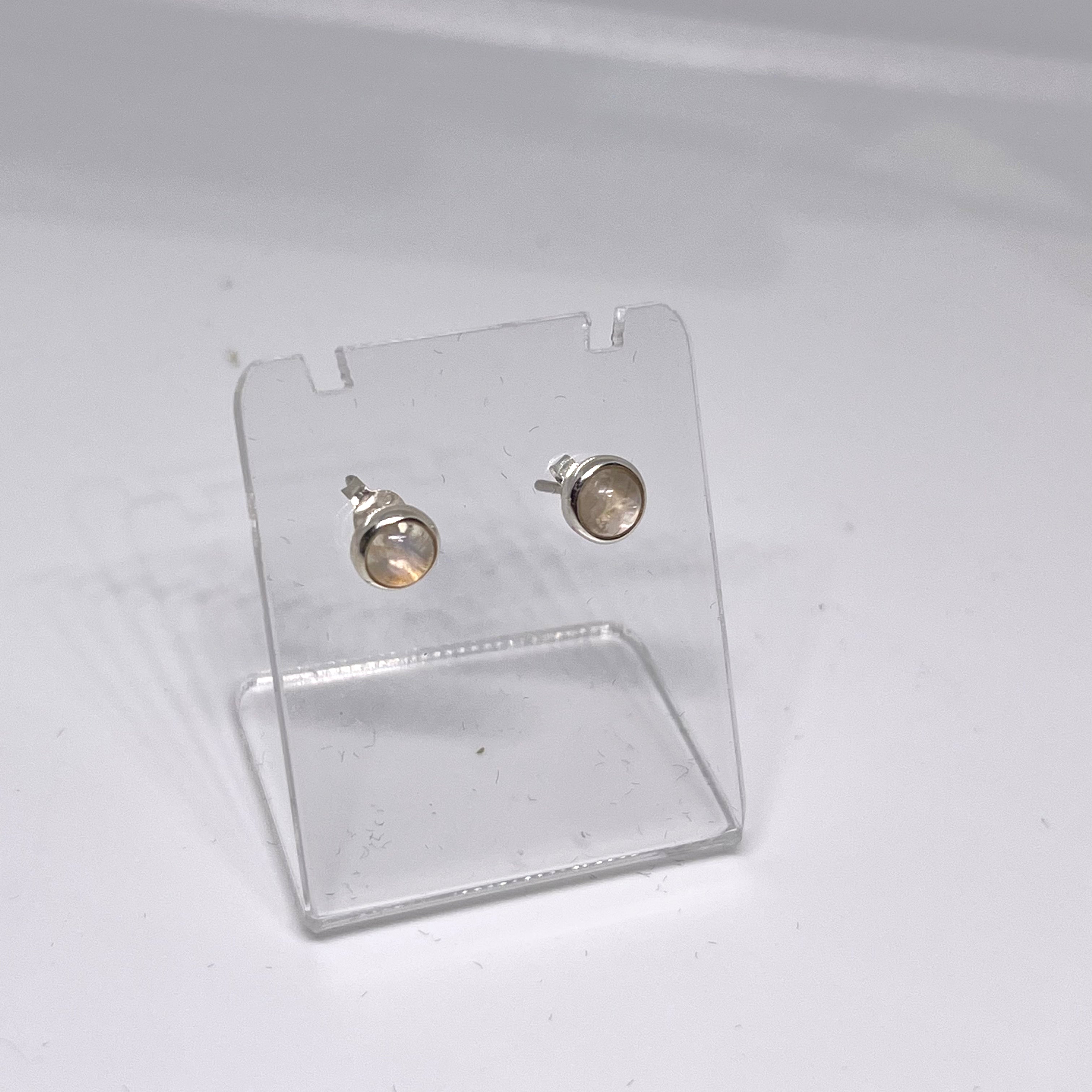 5mm Round Cabochon Bezel Set Stud Earrings - PSE016 | Dainty Jewelry for Everyday Wear, Gift for Her, Wedding & Party Accessories