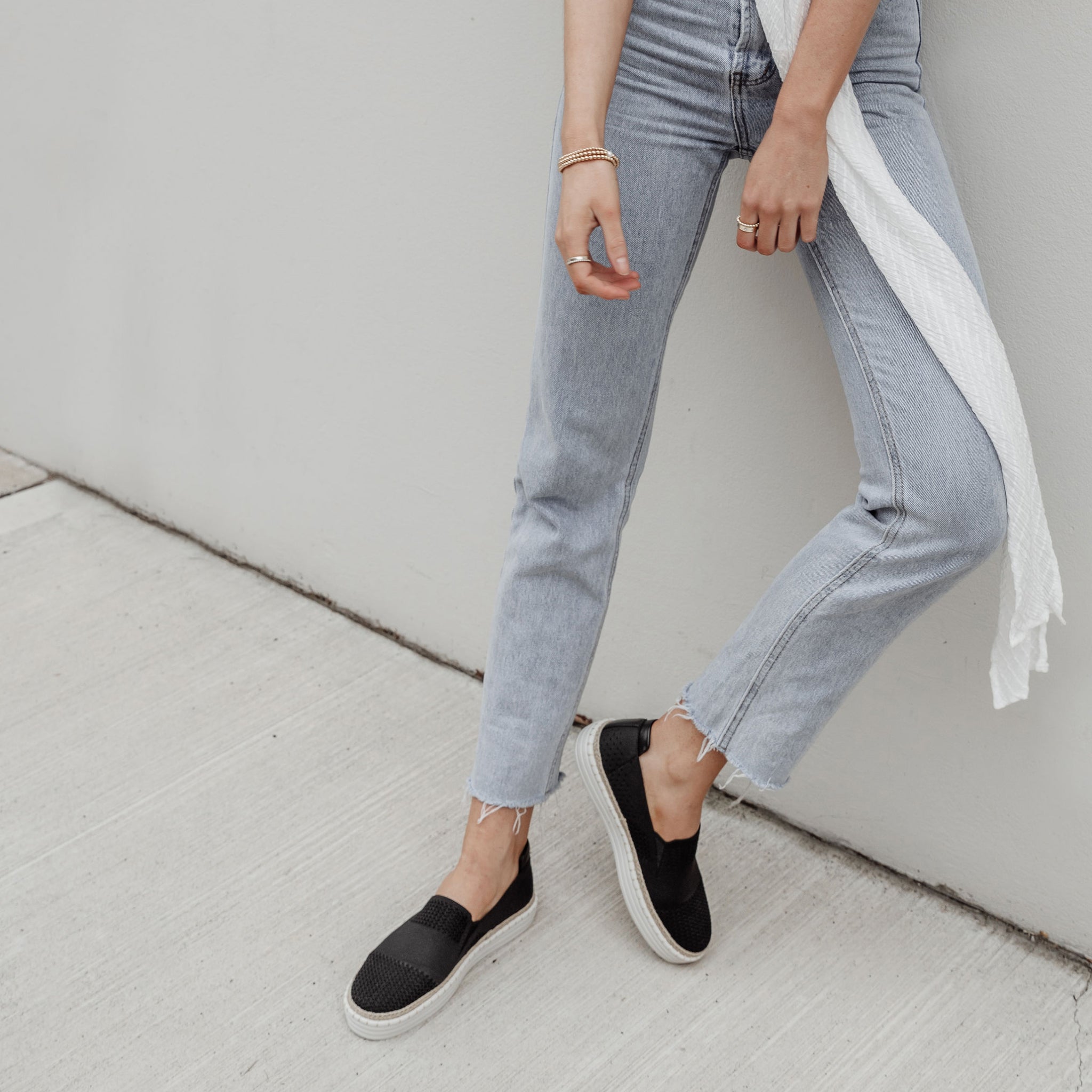 Women's Black Knit Slip-On Sneakers - Comfortable Casual Shoes for Walking, Travel & Everyday Wear