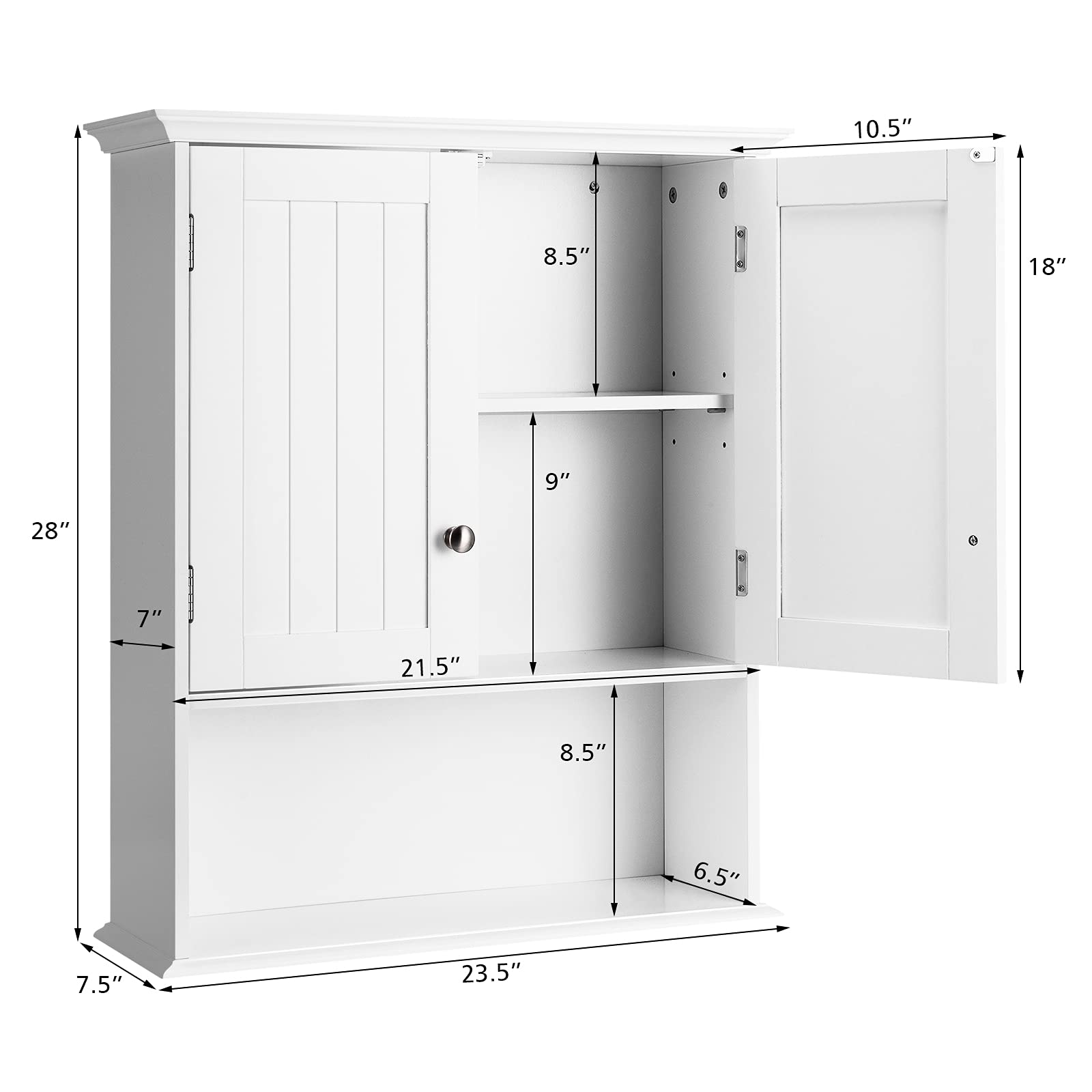 Tangkula Wall Mounted Bathroom Storage Cabinet - Wooden Hanging Medicine Cabinet with Doors & Shelves for Bathroom, Kitchen, Living Room Organization | Perfect for Small Spaces, Apartment Storage & Home Decor