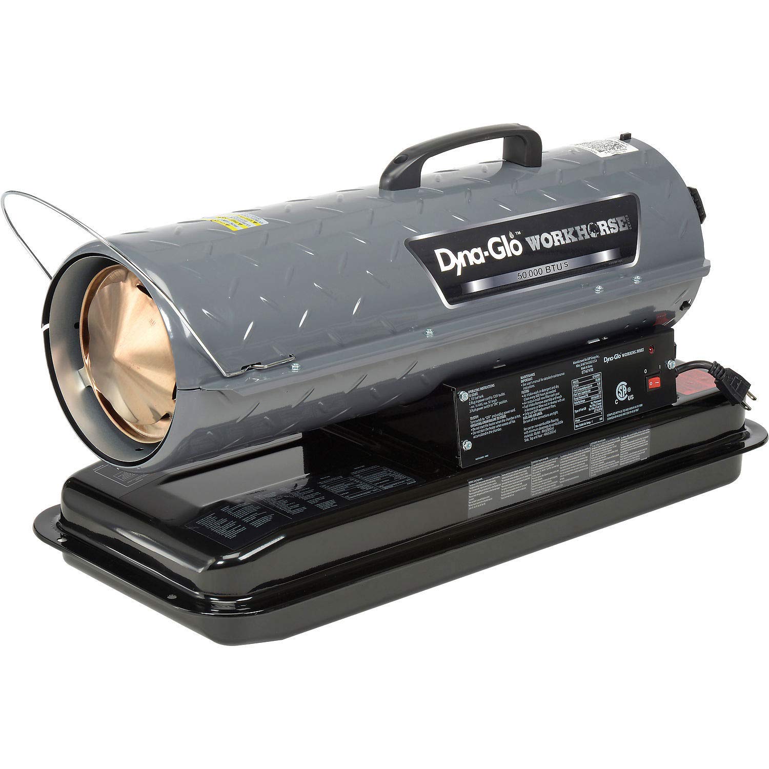 Dyna-Glo Workhorse KFA50WH 50K BTU Kerosene Forced Air Heater - Portable Construction Heater for Job Sites, Garages & Outdoor Workspaces
