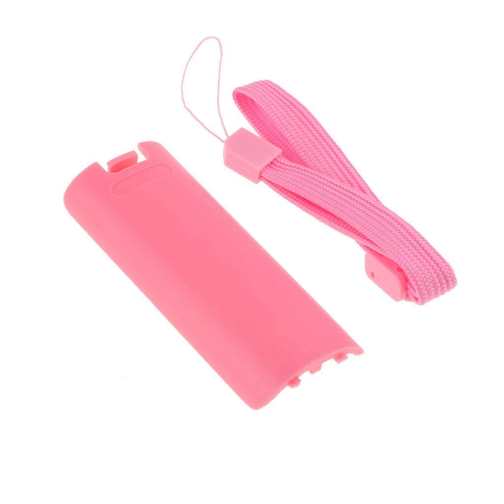 Replacement Battery Door Cover & Back Case Shell with Hand Strap Lanyard for Wii Remote Controller - Pink | Perfect for Gaming Accessories & Controller Protection