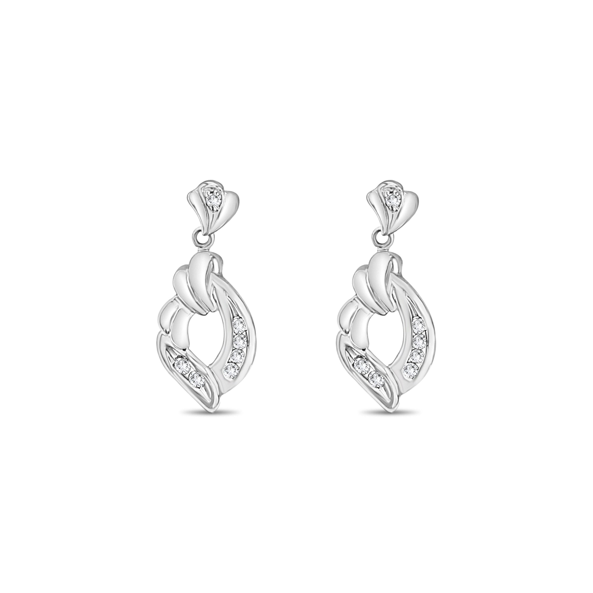 14K White Gold Dangling Drop Diamond Earrings - 0.25 Carat Total Weight, Elegant Dangle Earrings for Women, Perfect for Weddings, Parties & Special Occasions