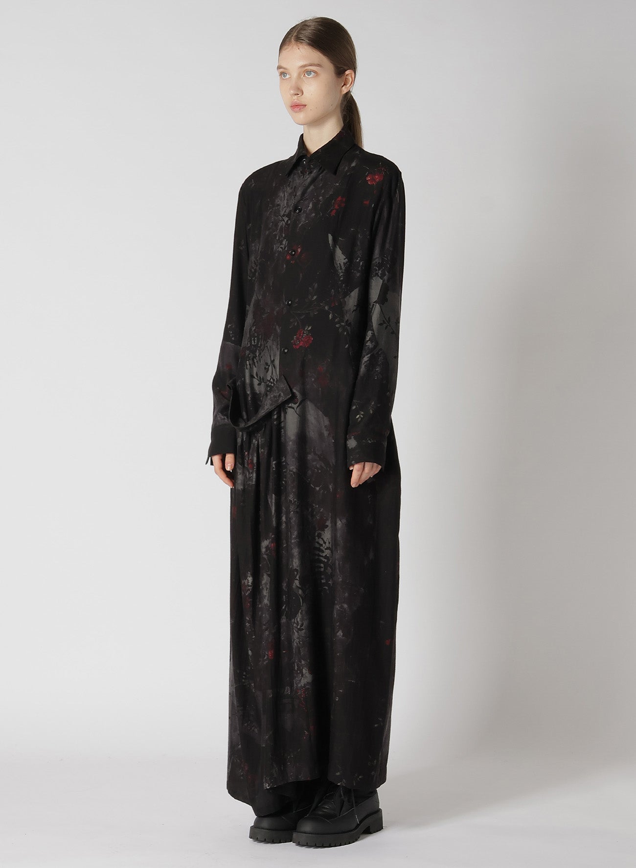 Elegant CU/Twill Stepped Floral Print Gathered Dress for Women | Perfect for Parties, Weddings & Special Occasions