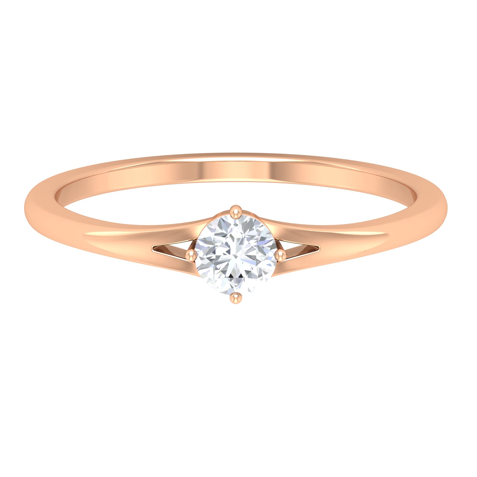 1/4 CT Minimalist Moissanite Solitaire Ring for Women - 14K Solid Gold Split Shank Engagement Ring, Certified Lab-Created Diamond Alternative | Perfect for Proposals, Anniversaries & Everyday Elegance