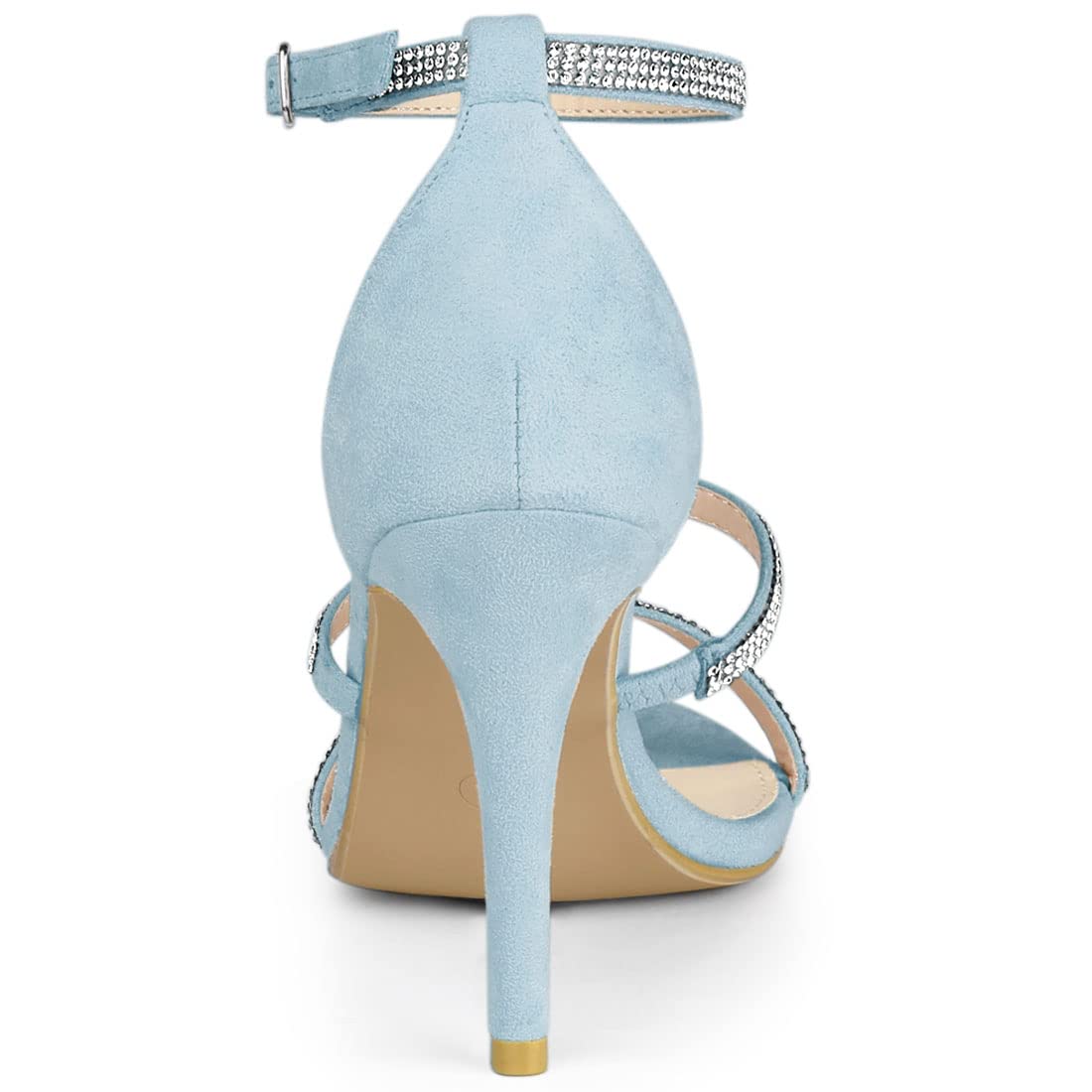 Allegra K Women's Rhinestone Ankle Strap Stiletto High Heel Sandals - Elegant Party Shoes for Weddings, Prom & Evening Events