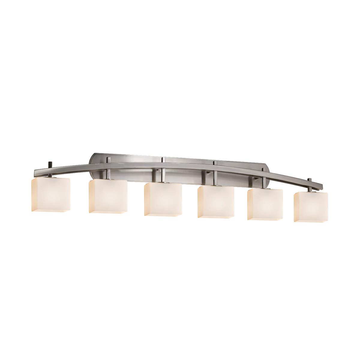 FSN-8596-55-OPAL-NCKL-LED6-4200 Archway 6 Rectangle Shade LED Bathroom Light Bar in Brushed Nickel - Perfect for Modern Bathroom Vanity Lighting, Hallway Illumination & Contemporary Home Decor