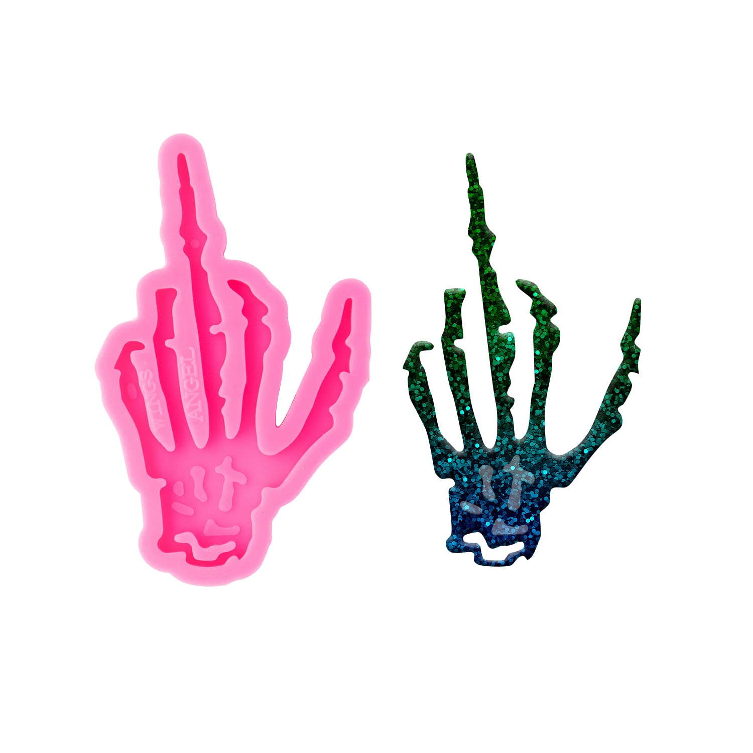 Skeleton Hand Resin Keychain Mold - DIY Silicone Mold for Resin, Polymer Clay, Chocolate & Cake Decorating - Perfect for Jewelry, Keychains & Necklace Casting - Halloween & Gothic Craft Supplies