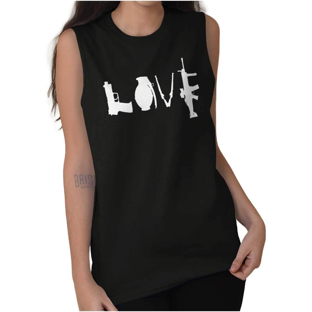 Love Pistol Rifle Arms Owner America Sleeveless T-Shirt for Women - Patriotic Gun Enthusiast Apparel - Perfect for Range Days & 2A Support Events