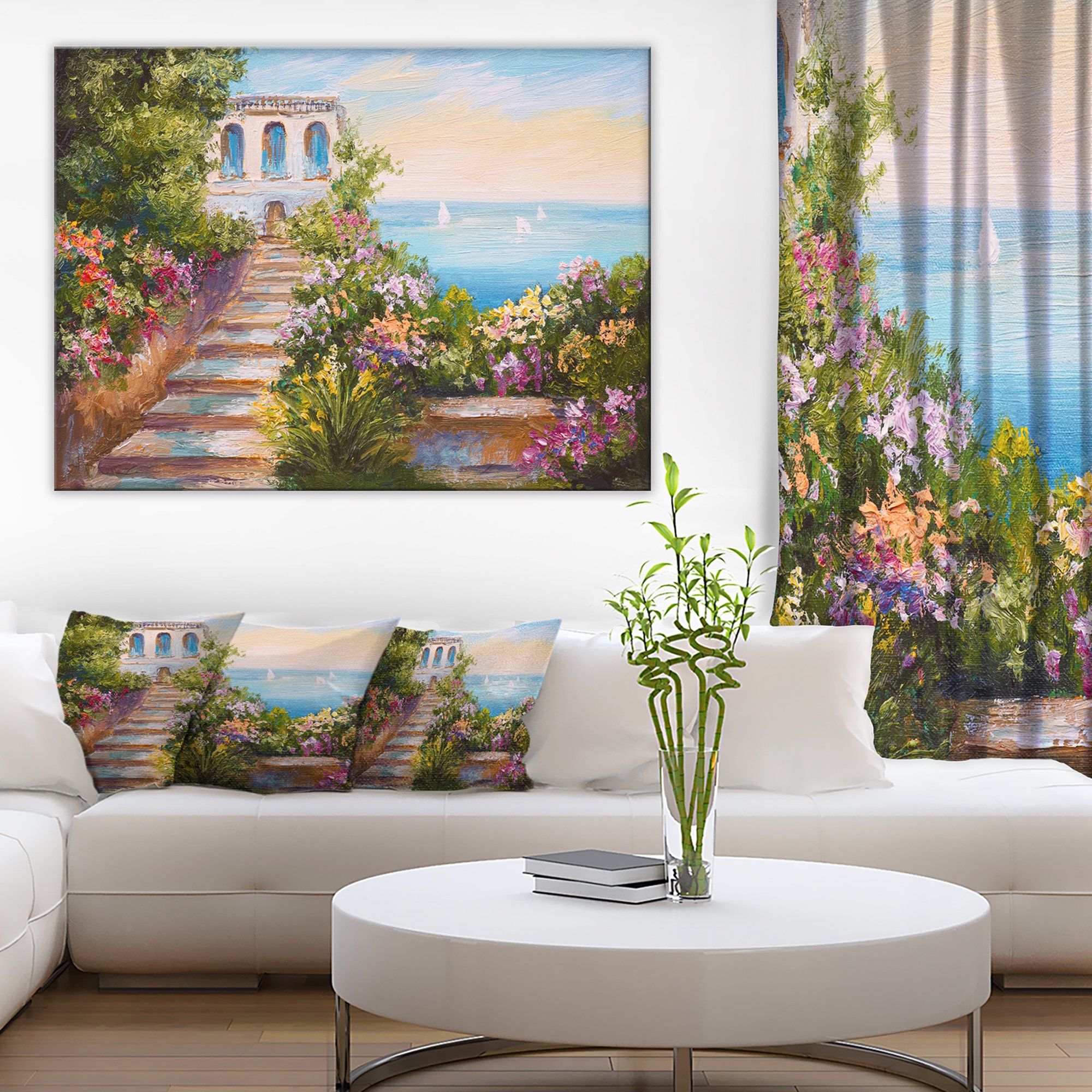 Coastal House Landscape Art Print Canvas - Beach House Wall Decor for Living Room, Bedroom & Office - Perfect for Home & Office Decor