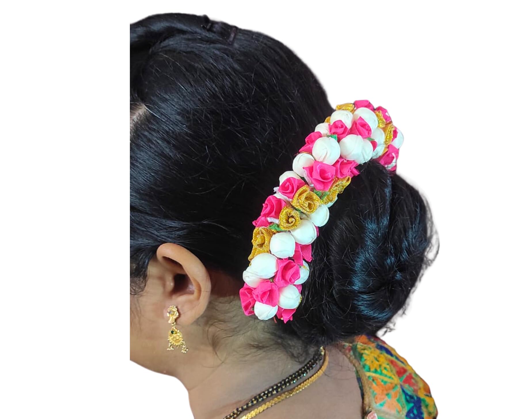 Ervio Handmade Floral Hair Gajra - Elegant Wedding Bridal Hair Veni & Indian Bun Accessory | Traditional Juda Hair Decoration | Women's Hair Garland for Weddings, Parties & Festivals