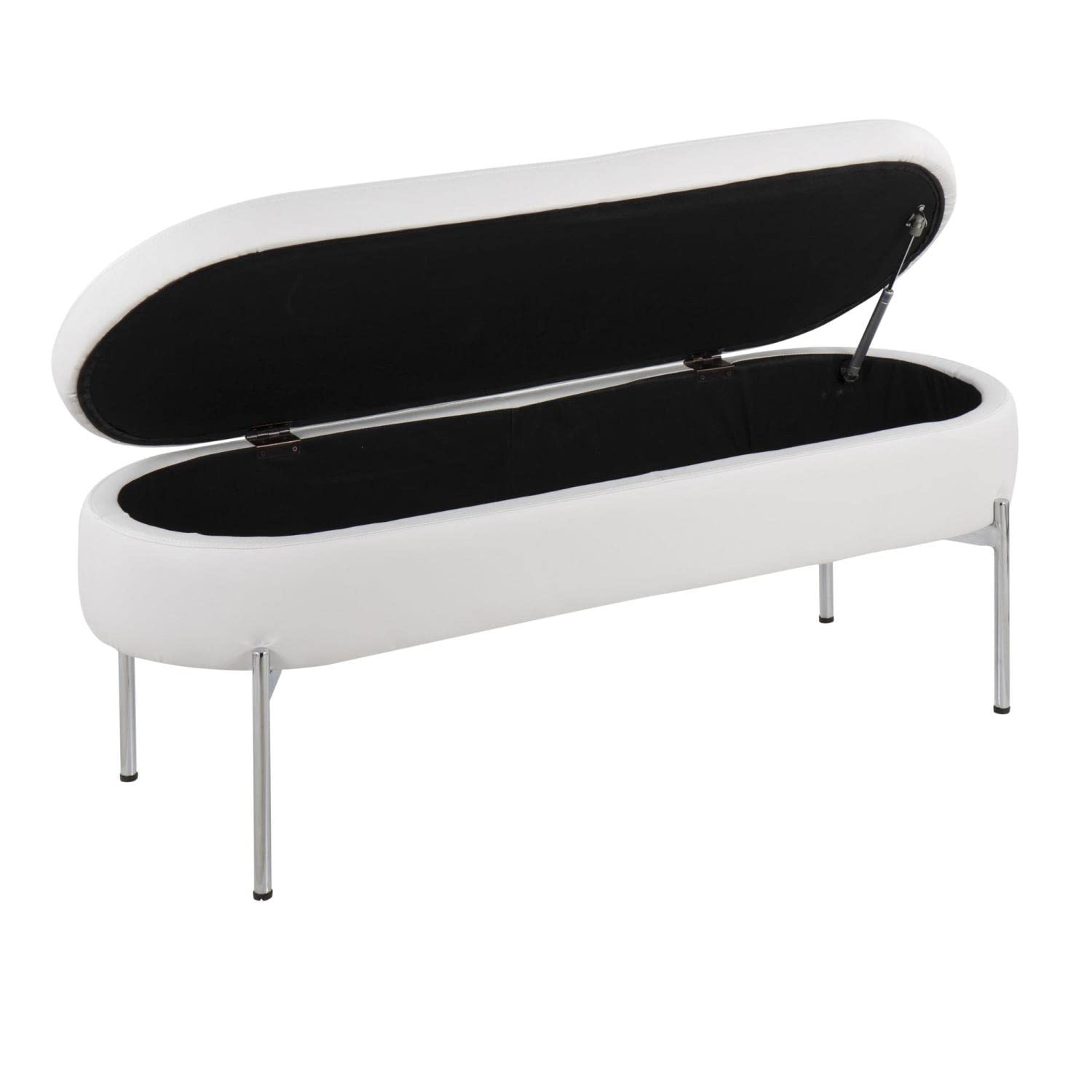 LumiSource Chloe Faux Leather Upholstered Storage Bench - Entryway & Bedroom Storage Ottoman with Seat - Perfect for Small Space Organization & Home Decor