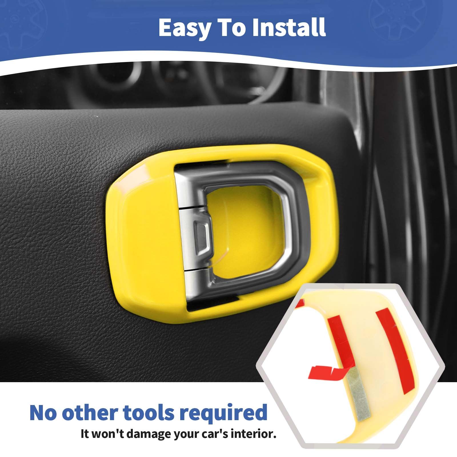 Jeep Wrangler JL JLU & Gladiator JT Inner Door Handle Bowl Cover Trim - RT-TCZ Yellow Interior Accessories (4pcs) | Fits 2018-2024 Models | Perfect for Off-Roading & Interior Customization