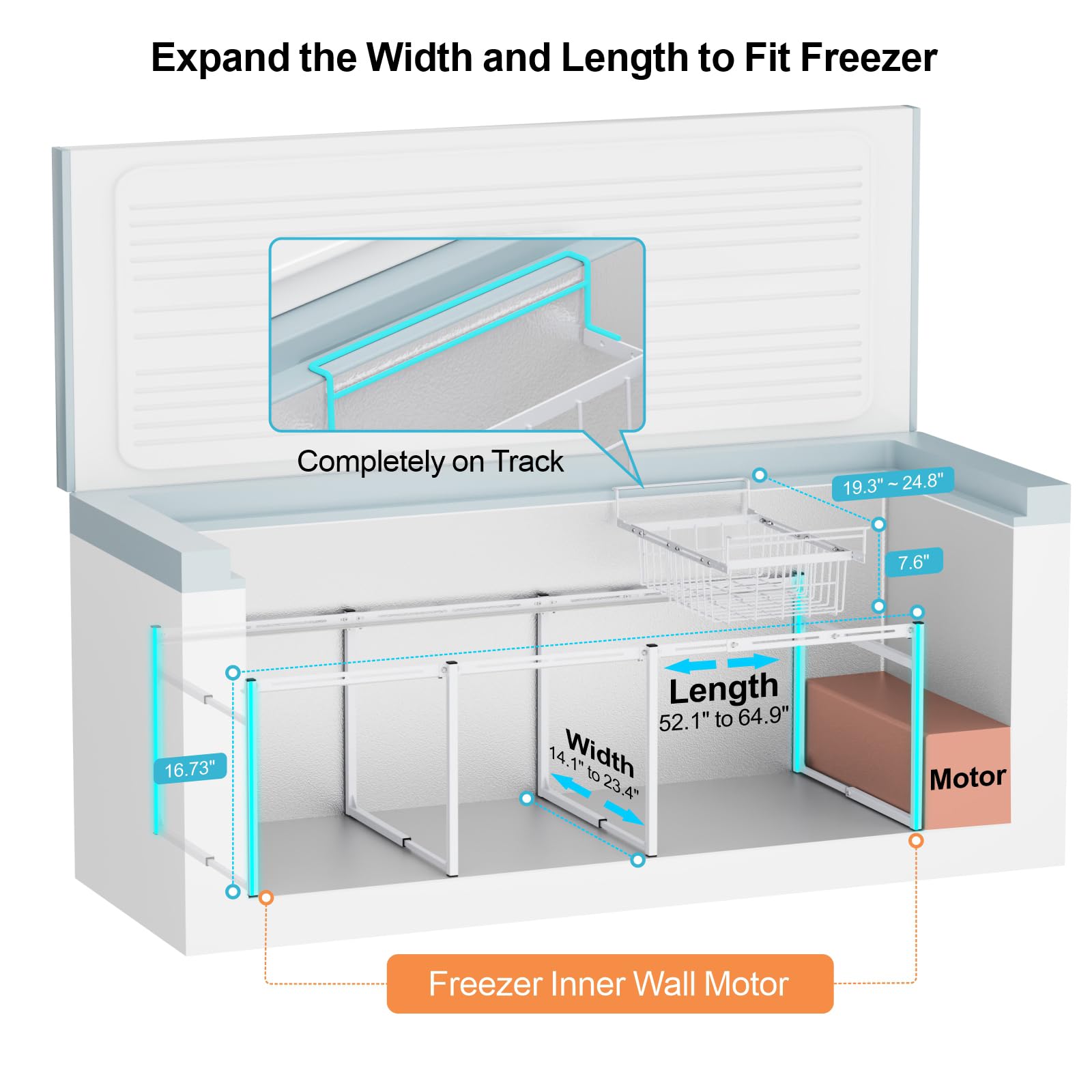 iSPECLE 25 Cu.Ft Large Chest Freezer with 7 Hanging Bins & 2-Tier Rack - Easy Slide Access for Home, Restaurant, or Commercial Use - Perfect for Bulk Food Storage, Meal Prep, and Business Needs