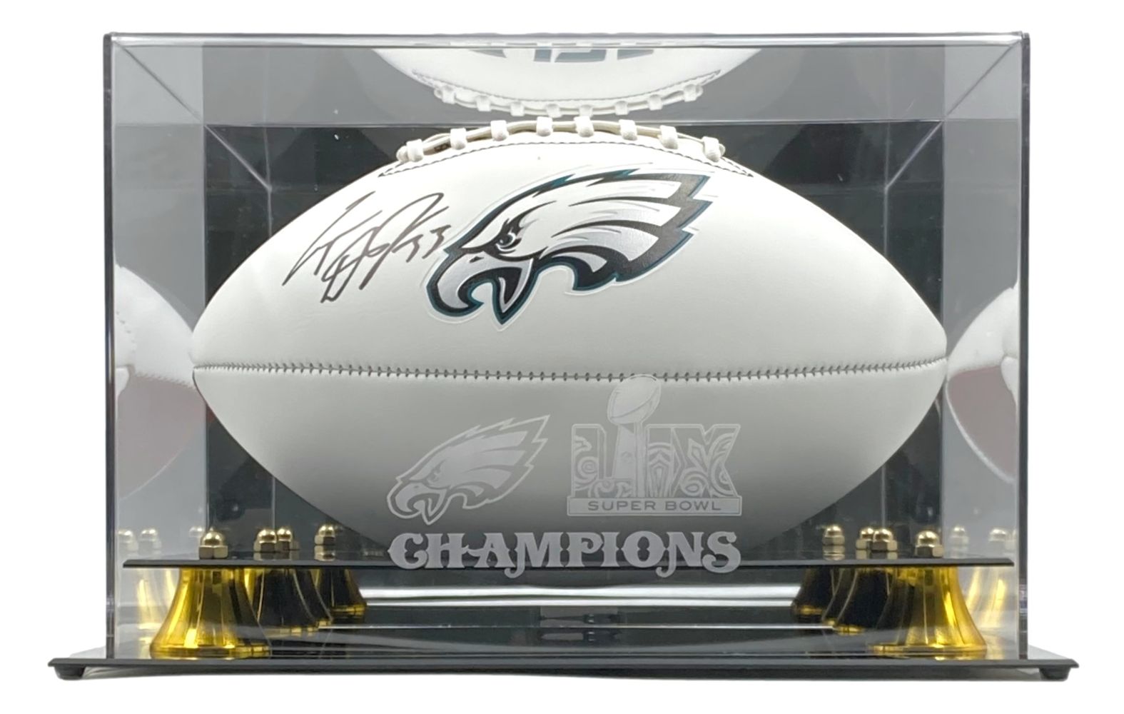 Cooper Dejean Autographed Philadelphia Eagles Logo Football with Super Bowl LIX Case - Collectible Memorabilia for Eagles Fans, Game Room Decor, and Sports Gift