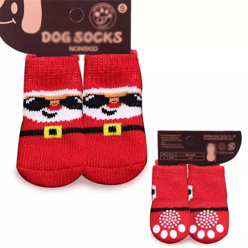 **Warm Puppy Dog Shoes 4Pcs - Soft Anti-Slip Knit Socks for Small Dogs, Breathable Pet Boots (Red, Size L) - Perfect for Winter Walks & Indoor Play**