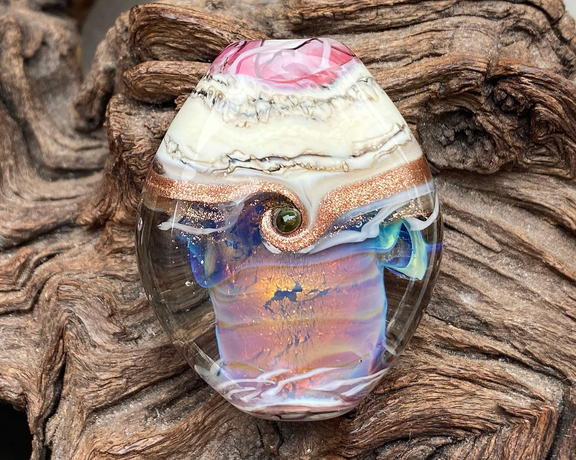 Handmade Rose Fire Opal Lampwork Focal Bead SRA - Perfect for Jewelry Making, Necklace Pendants & DIY Craft Projects