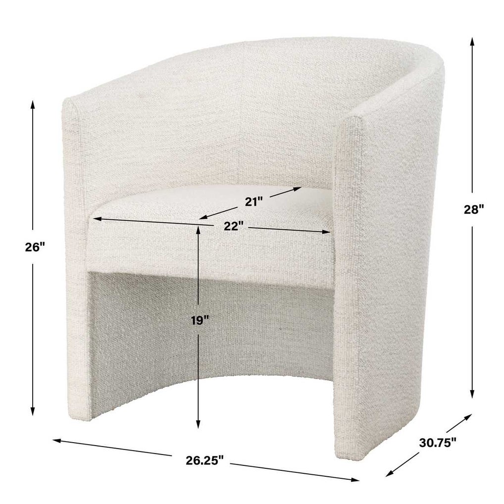Barrel Back White Boucle Dining Chair - Modern Upholstered Accent Chair for Kitchen, Dining Room & Office - Comfortable & Stylish Home Decor