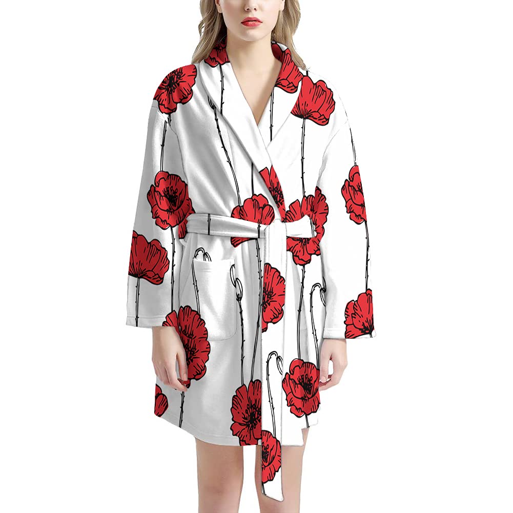 HUISEFOR Women's Soft Fleece Bathrobe - Lightweight Shawl Collar Short Robe for Ladies, Cozy Nightgown & Loungewear - Perfect for Spa, Bath, Sleepwear and Relaxing at Home