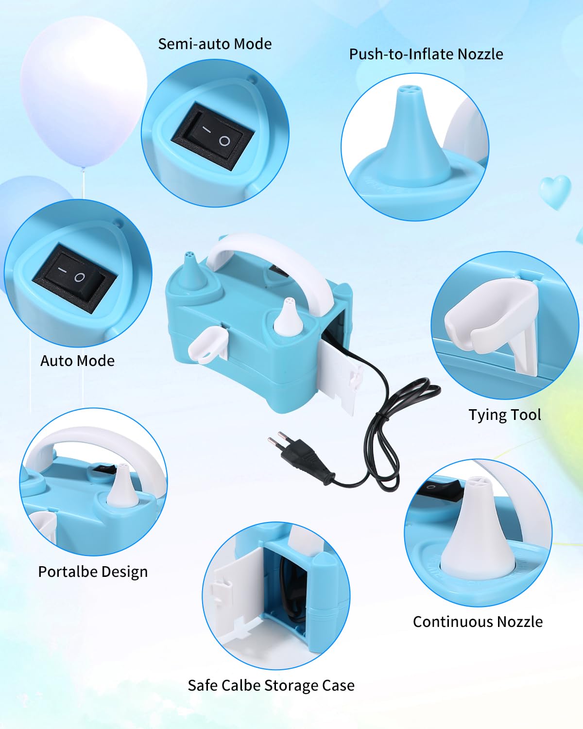 Electric Balloon Pump 400W 220V - Fast & Powerful Balloon Inflator for Weddings, Birthdays, Parties, Baby Showers & Events - Perfect for Latex & Foil Balloons Decoration