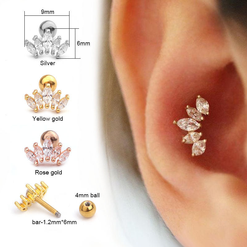 20G Marquise Tiny Cartilage Tragus Conch Stud Earrings for Women | HSPJ1908 | Perfect for Daily Wear, Parties & Special Occasions