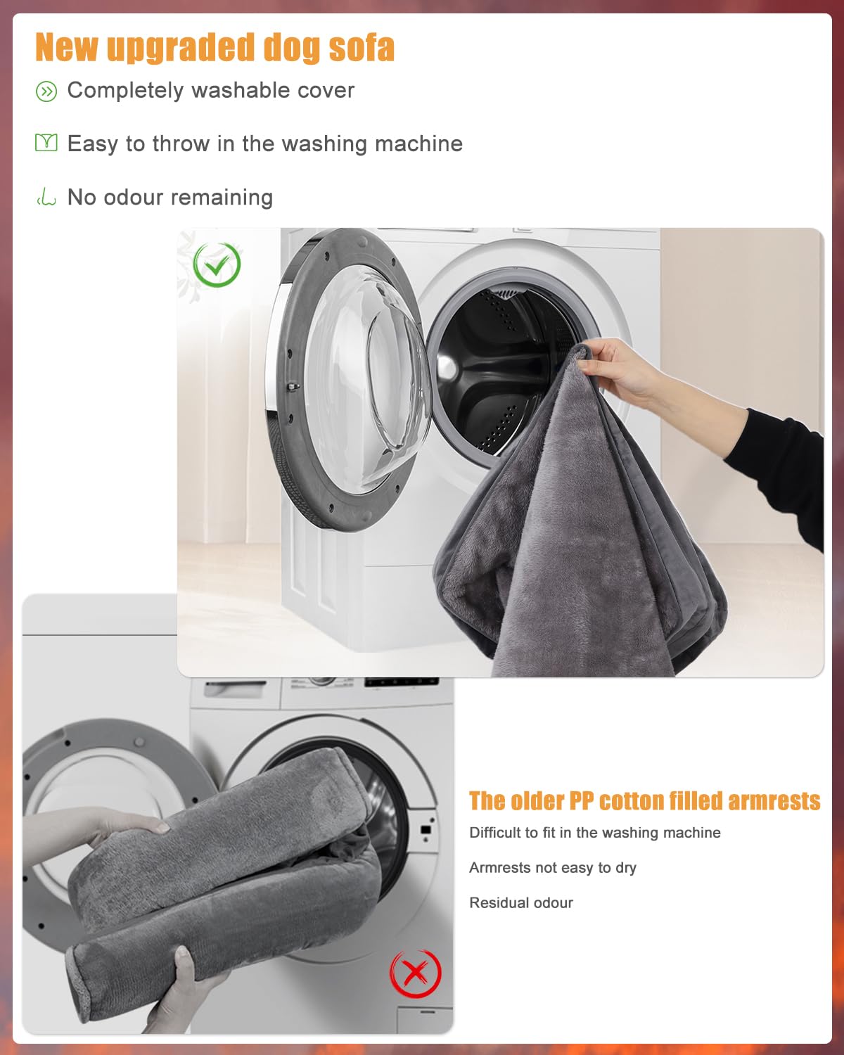 **Orthopedic Dog Bed for Large Dogs - Waterproof, Non-Slip, Washable Cover - Extra Large Dog Couch (44x32 Inches, Gray) - Perfect for Senior Dogs & Joint Pain Relief**    *(Use Case: Ideal for older dogs, pets with arthritis, or post-surgery recovery—provides comfort and support for better sleep and joint health.)*
