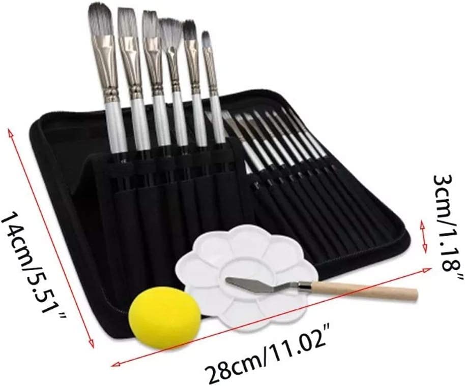 15-Piece Professional Oil Paint Brush Set with Palette & Canvas Bag - Perfect for Watercolor, Acrylic Painting & Art Supplies | Ideal for Artists, Students & DIY Craft Projects