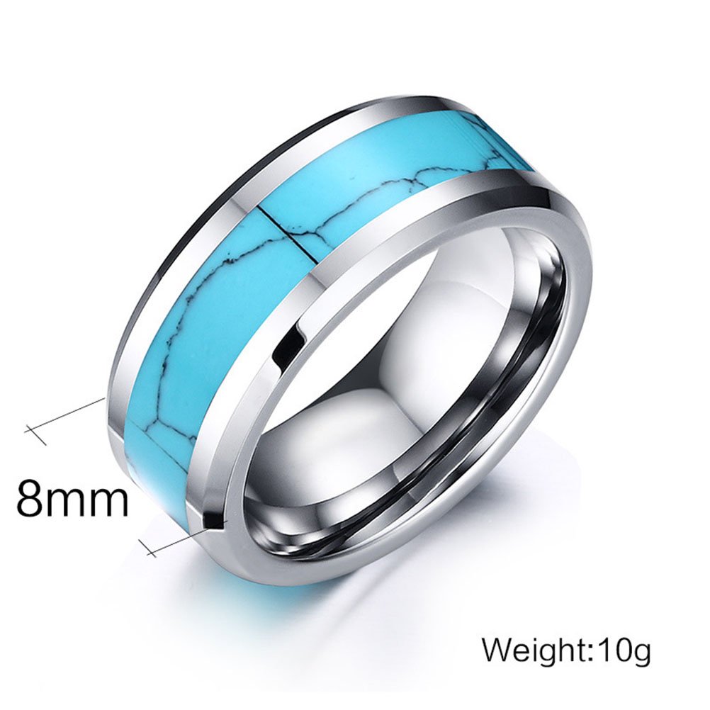 Men's Tungsten Steel Blue Stone Rings - Vintage Style Wedding Band for Men - Durable & Scratch Resistant Jewelry for Gifts, Engagements & Everyday Wear