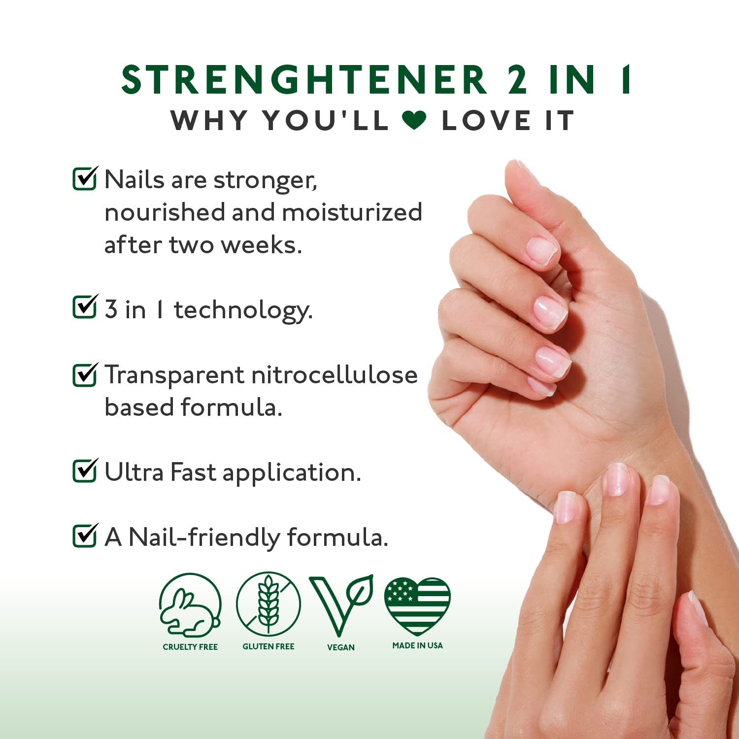 Eternal 2 in 1 Nail Hardener Base & Top Coat - 13.5 mL Nail Strengthener with Long-Lasting Shine | Strengthens Weak Nails, Promotes Healthy Growth & Extends Polish Wear | Perfect for Manicures, At-Home Nail Care & Salon Professionals