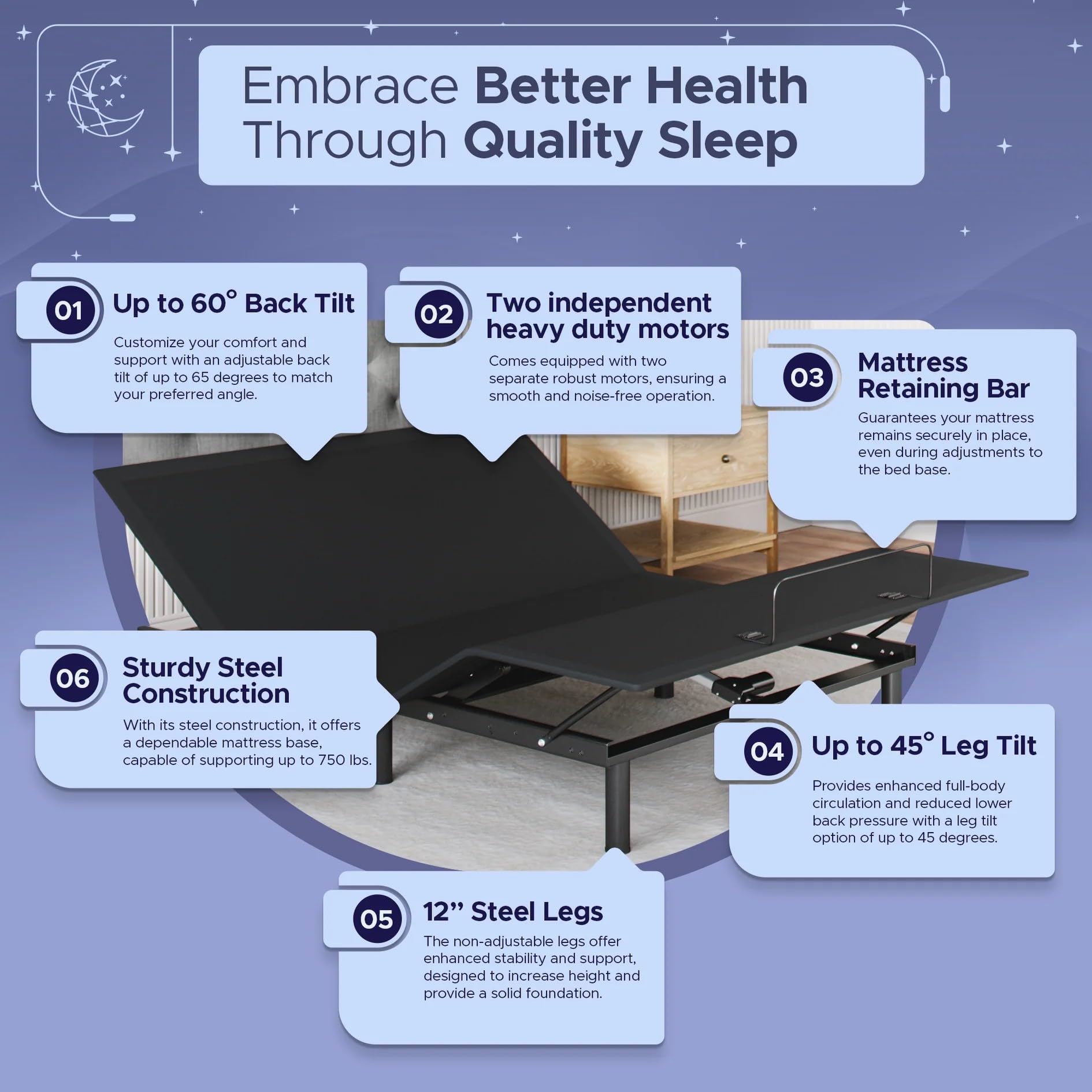 Aurora Adjustable Bed Frame - Easy Assembly, Zero Gravity for Home Comfort