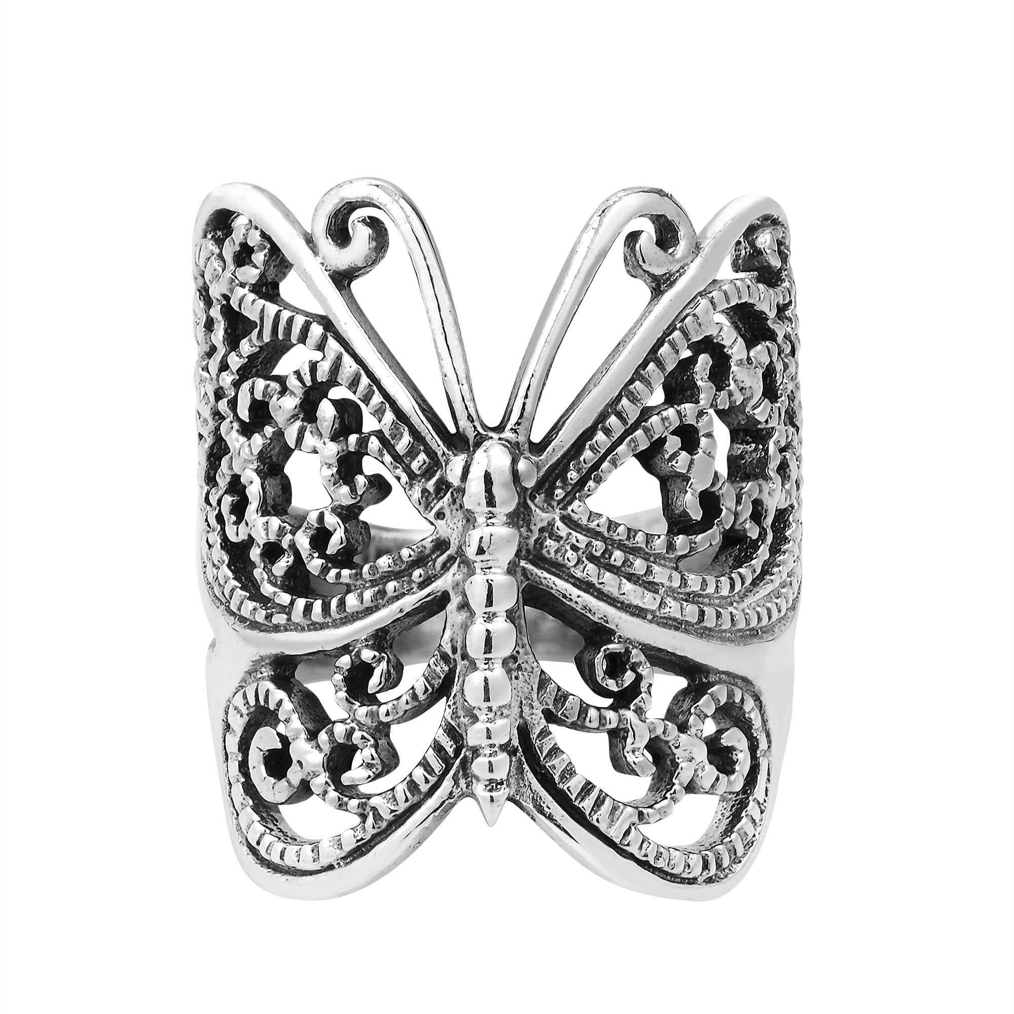 AeraVida .925 Sterling Silver Butterfly Wrap Ring for Women - Elegant Wedding, Engagement & Fashion Jewelry - Comfort Fit Butterfly Ring Size 6-11 (7) - Perfect for Everyday Wear, Date Nights & Special Occasions