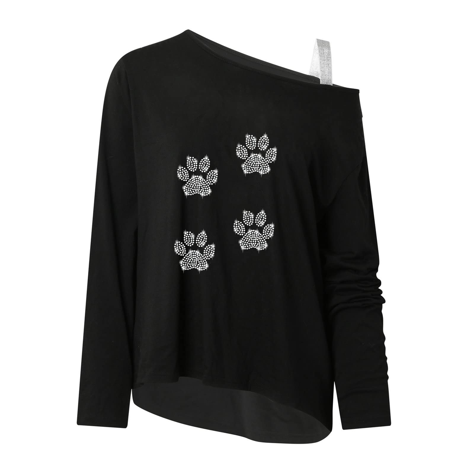 Women's Shiny Sequin Blouse - Off Shoulder Tunic Top with Long Sleeves | Trendy Pullover Diamond Shirt for Party, Night Out & Special Occasions