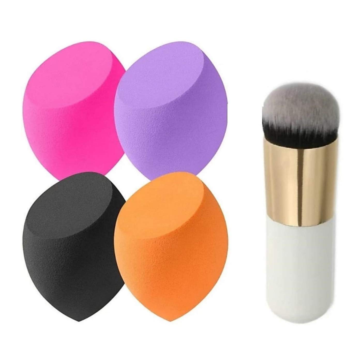 PLETHORA 4 Makeup Sponge Blender Set - 5 Pack Round Foundation Brushes for Flawless Liquid & Powder Application | Perfect for Professional Makeup Artists & Home Beauty Routines
