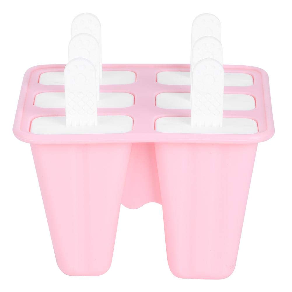 Pink Silicone Ice Cream Molds - Reusable 6 Grid Popsicle Makers for Kids & Adults - DIY Homemade Ice Lolly Treats - Perfect for Summer Parties, Snacks & Family Fun