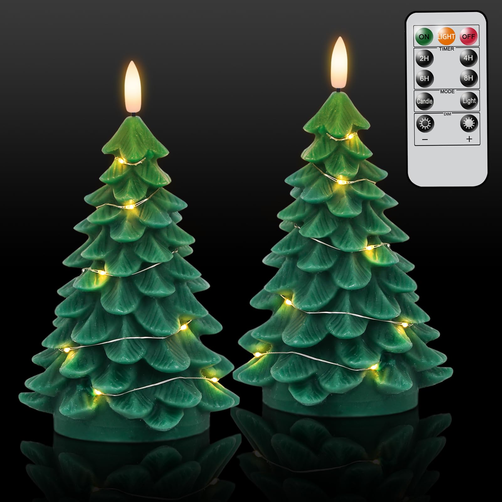 Remote Timer LED Flameless Christmas Candles - 2 Pack for Holiday Decor