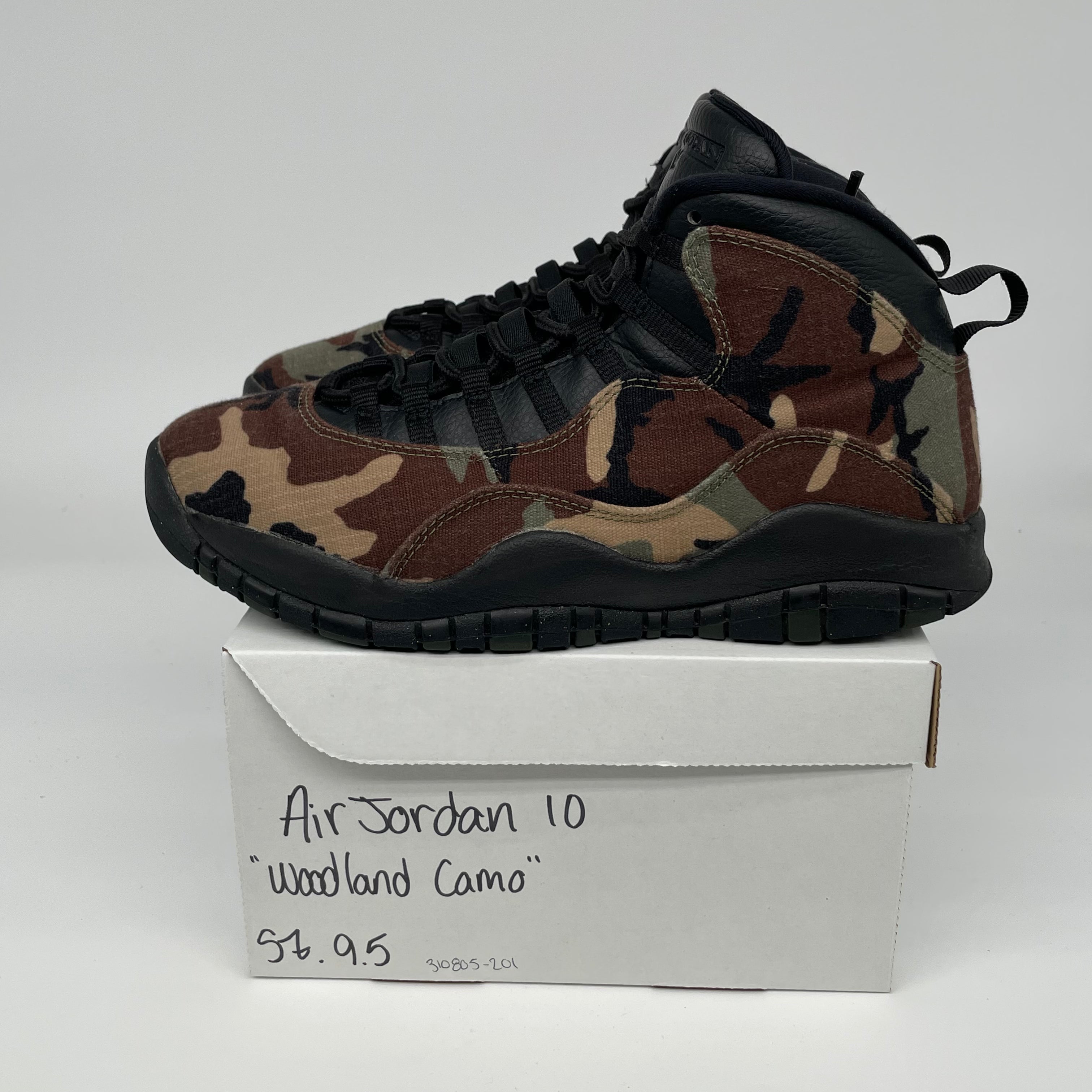 AIR JORDAN 10 Retro Sneakers - Woodland Camo Men's Size 9.5 (310805-201) - Basketball Shoes for Streetwear & Casual Outfits