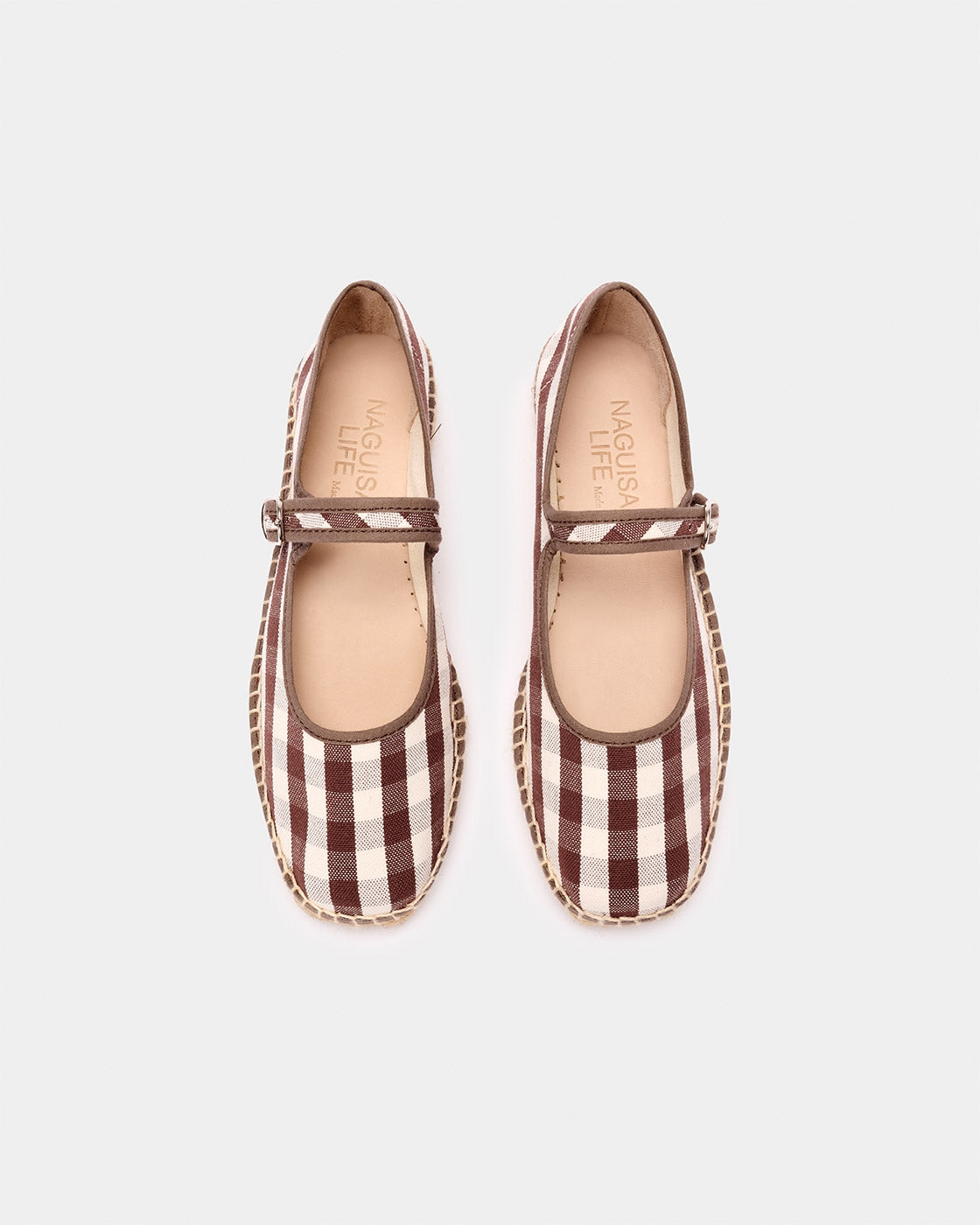 Naguisa Peonia Brown Check Espadrilles - Comfortable Women's Casual Shoes for Summer, Beach, and Outdoor Walking