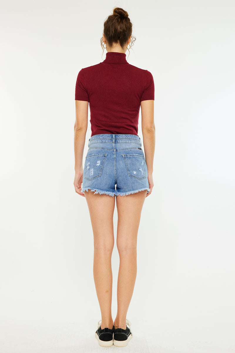Farah Essentials High Rise Mom Shorts - Women's Comfortable Stretchy Denim Shorts for Casual Wear & Summer Outfits