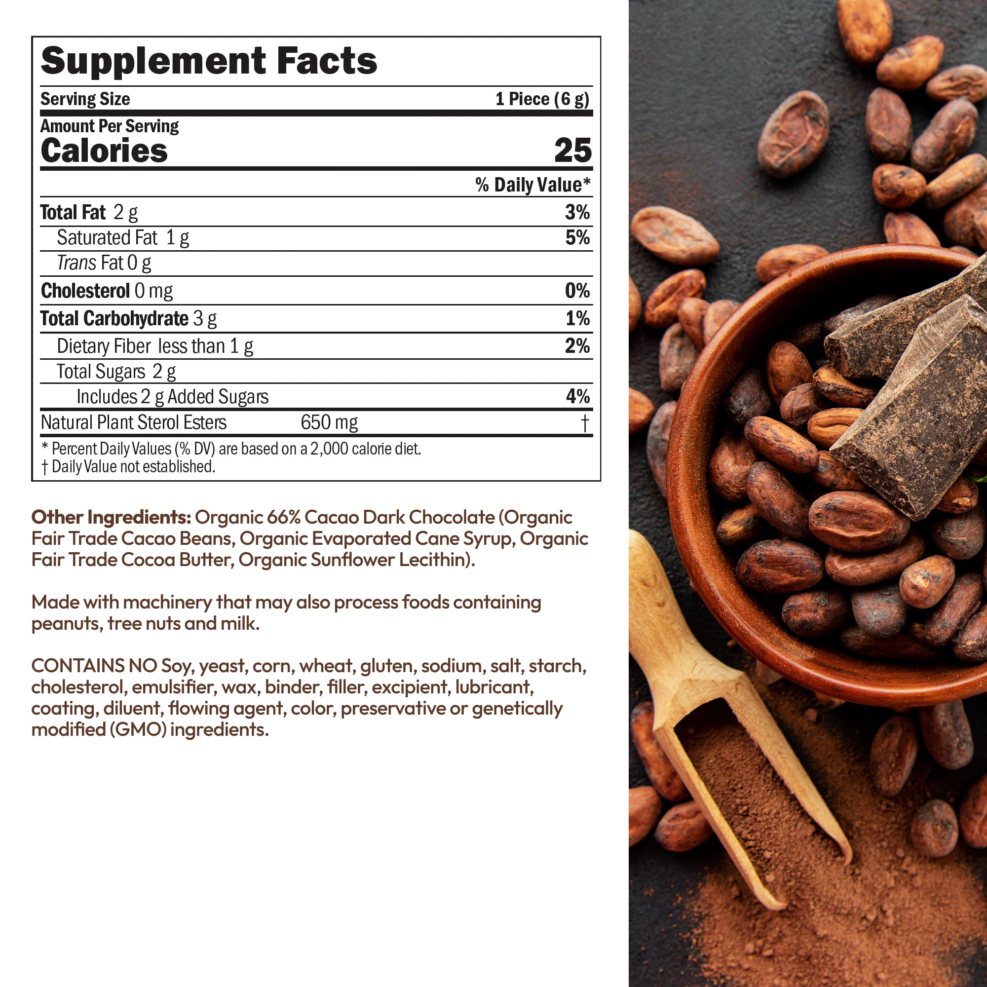 ANDREW LESSMAN ChocoNuvo 66% Cacao 180 Pieces - Organic Fair Trade Mild Dark Chocolate with Plant Sterols for Healthy Cholesterol | Low Calorie (26 Cal/Sq), Low Fat, Low Sugar Snacks | Perfect for Heart-Healthy Diets, Office Snacking & Gift Giving