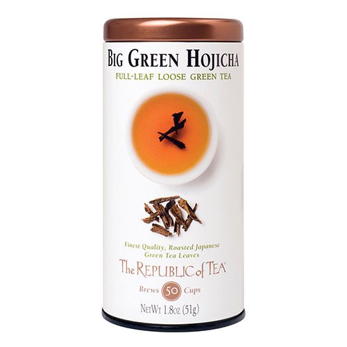 Organic Hojicha Green Tea Leaves - The Republic of Tea Big Green Full-Leaf Tea, 1.8oz (50-60 Cups) | Roasted Japanese Green Tea for Relaxation, After Dinner & Evening Tea Time
