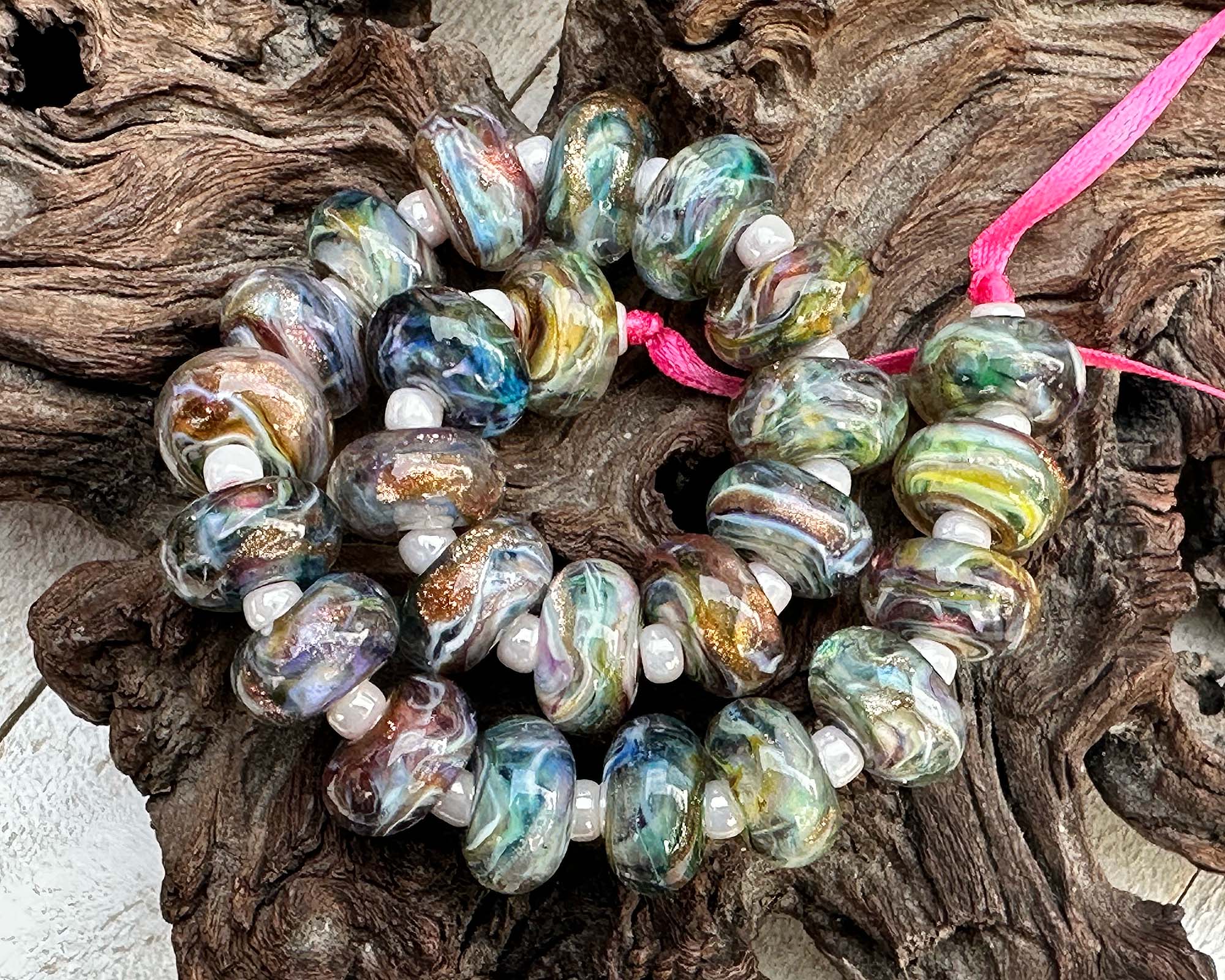 25-Piece Rainbow Shimmer Lampwork Glass Beads Set for Jewelry Making - DIY Bracelets, Necklaces & Craft Projects (SRA Certified) - Perfect for Gifts, Home Decor & Creative Arts
