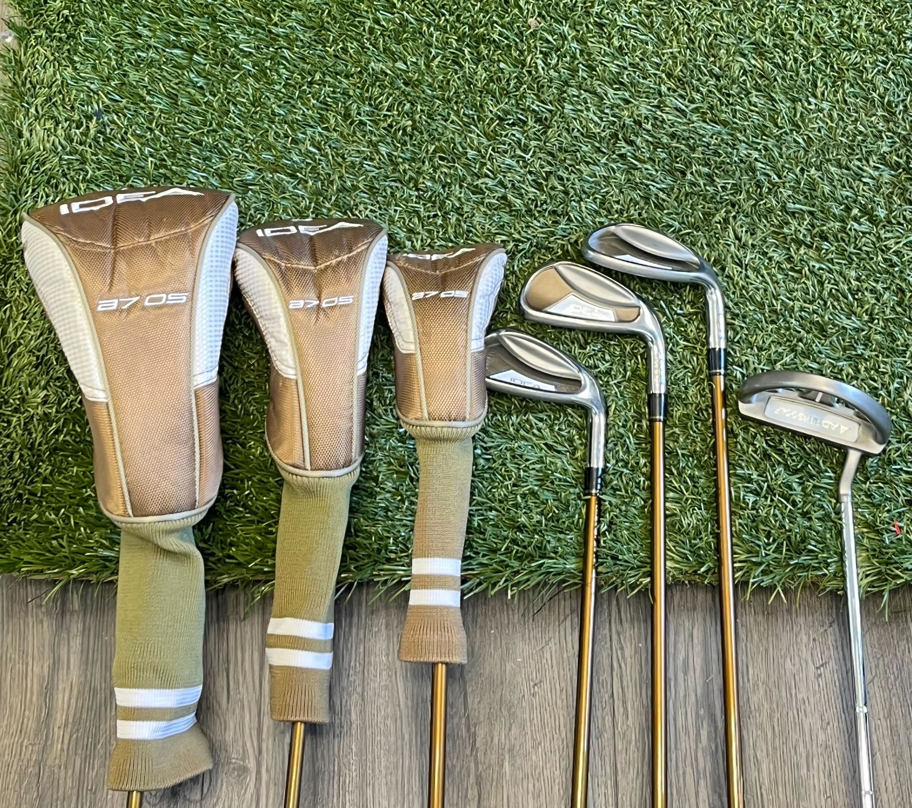 Adams Idea a7OS Complete Golf Club Set for Women - Right Handed with 1W, 5W, 5H, 7i, 9i, SW - Ladies Flex - Perfect for Beginners & Casual Golfers on the Course