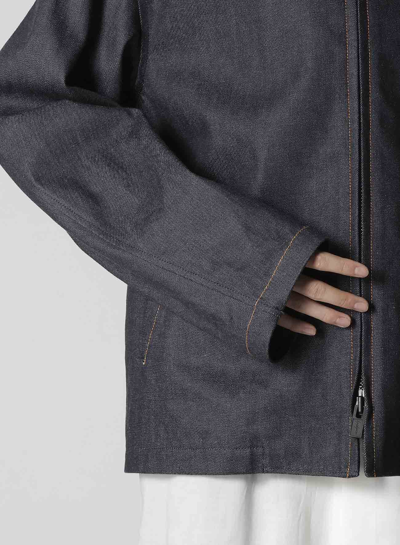 13oz Uneven Yarn Denim Blouson with Collar Combi - Stylish Casual Jacket for Men & Women - Perfect for Everyday Wear, Street Fashion & Layering