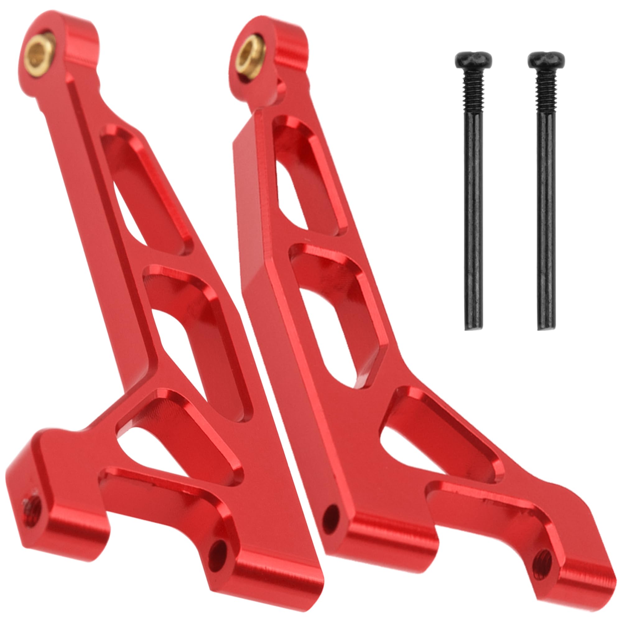 High-Performance Aluminum Suspension Arms Set for Hyper Go H16BM H16DR H16 & MJX 16207-16210 1/16 RC Cars - Front & Rear Swing A Arms Upgrade Parts (Red) | Durable Off-Road Racing & RC Car Replacement Accessories