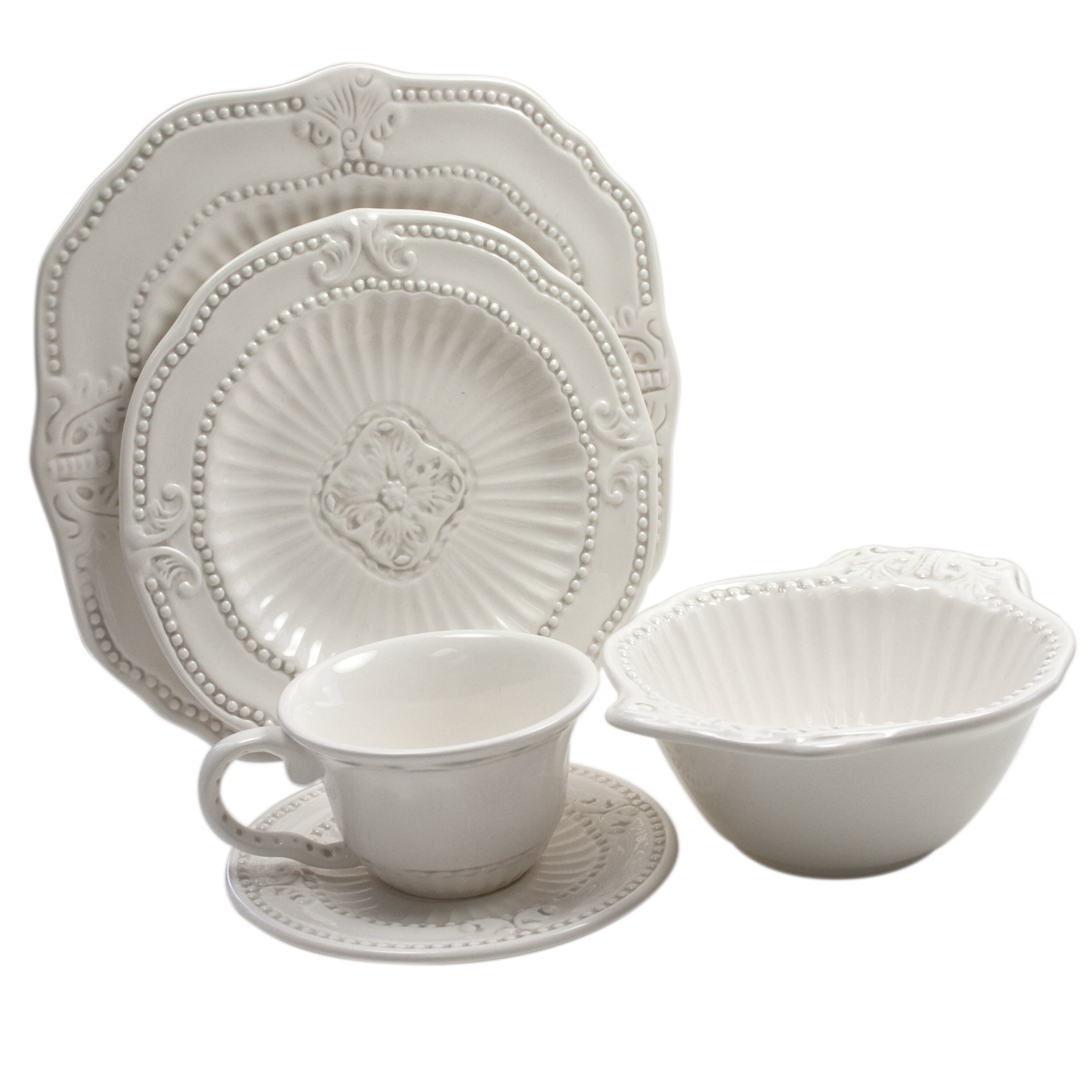 American Atelier 20-Piece Stoneware Dinnerware Set - Round White Dinner Plates, Salad Plates, Bowls, Mugs & Saucers - Elegant Dinner Party Collection for Hosting, Wedding Gifts & Special Occasions
